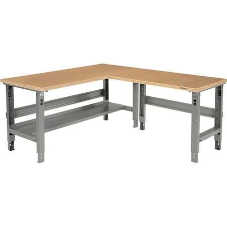 Global Industrial L-Shaped Workbench, 72 x 78in, Adjustable Height, Shop Top Square Edge 493732GY